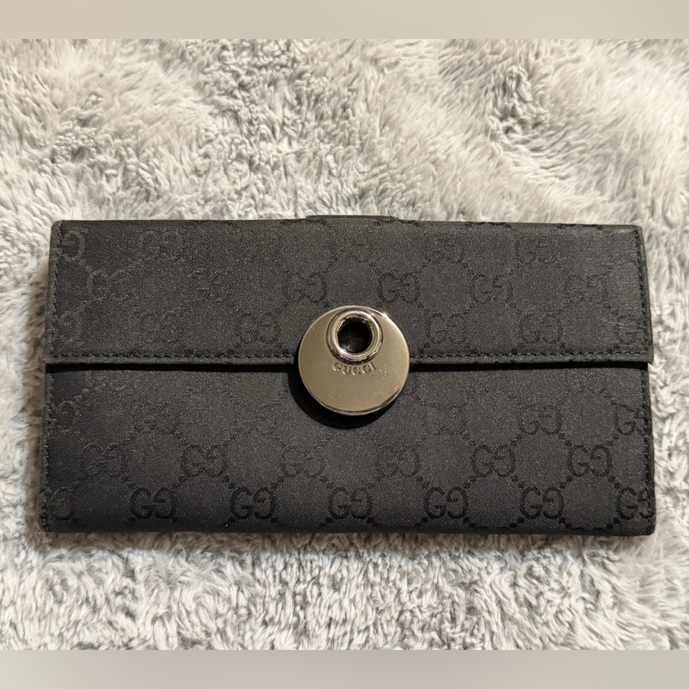 Gucci Black Monogram Bell Long Wallet